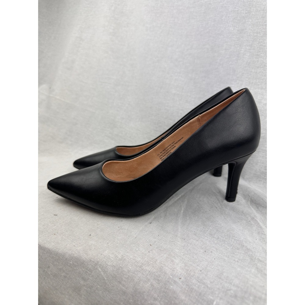 A New Day Womens Black Pointed Toe Pumps Memory Foam Stiletto Heels 9.5 - Picture 3 of 8